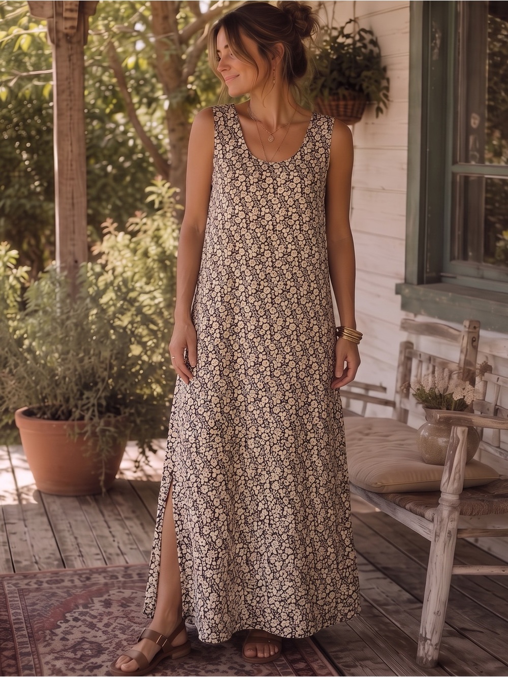 VINTAGE R&K Floral Maxi Dress